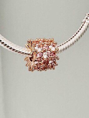 NEW Authentic Pandora Rose Gold Pink & Clear Sparkle Charm 788487C01